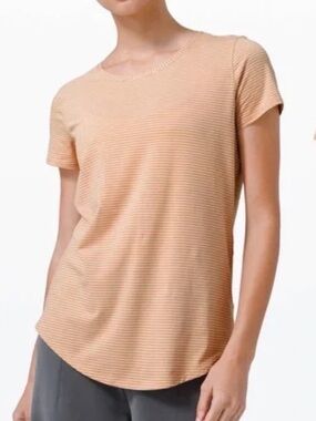 Lululemon love crew tan and white striped tee 5